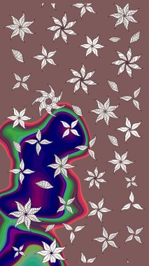 Tomurcukları papatya çiçekleri olan sevimli bir çiçek deseni. Eskiz geçmişi. Raster illüstrasyonu. Kumaş, tekstil, duvar kağıdı baskısı için. Eski usul. Miles Fleur, dandik süs.