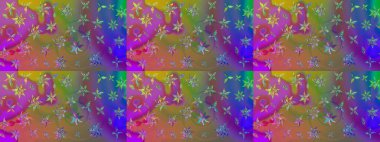 Raster illüstrasyonundaki çiçek desenli çizim. Mor renkte çiçekler.