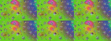 Suluboya çiçekli çiçek deseni. Raster illüstrasyonu. Yeşil renkli Asyalı tekstil.