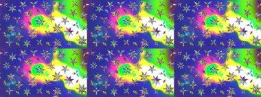 Küçük çiçekteki sevimli çiçek deseni. Mavi renklerde. Raster illüstrasyonu. Raster deseni. Soyut çiçek çizim kalıbı arkaplanı.