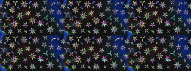 Renkli Bahar Teması eskiz kalıbı. Raster illüstrasyonu. Chichi 'nin kumaş kalıbını çiz. Çiçek deseni. Düz Çiçek Elementleri Tasarımı.