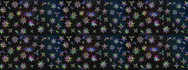 Raster illüstrasyonu. Küçük çiçekli yay deseni çiz. Suluboya tarzında gri renkler üzerine.