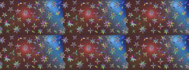 Suluboya çiçekli çiçek deseni. Kahverengi renkli Asya tekstili. Raster illüstrasyonu.