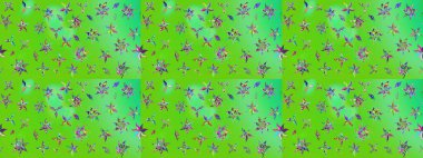 Düz Çiçek Elementleri Tasarım Raster illüstrasyonu. Yeşil renkli çiçekler. Renkli Bahar temalı eskiz kalıbı. Çiçekli çiçek deseni, suluboya..