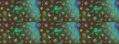 Güzel kumaş deseni. Raster suluboya deseni, narin çiçekler, yeşil çiçekler, tebrik kartı şablonu..