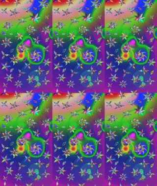 Yeşil renkli çiçekler. Tropik çiçek desenleri. Raster illüstrasyonu.