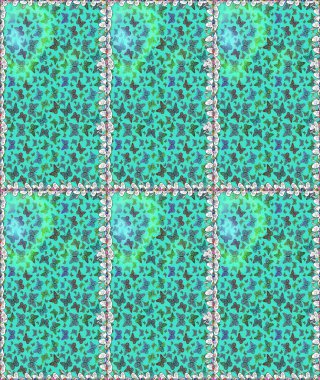 Renkli Kelebeklerle Bahar Arkaplanı. Güzel Kelebek Siluetleriyle Moda Dekorasyonu. Kart, Davetiye ve Yazdırma için Şirin Kadınsı Desen. Raster Arkaplanı mavi ve yeşil renklerde.