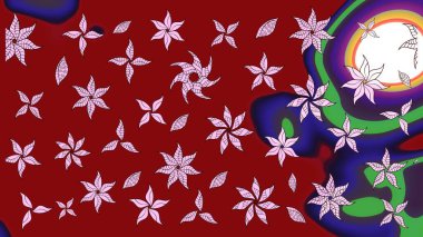 Motley illüstrasyonu. Robot resim. Moda baskıları için zarif bir şablon. Küçük çiçekte güzel bir desen. Çiçekli yaz çiçekleri. Küçük renkli çiçekler..