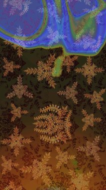 Raster kar taneleri arka plan. Renk arka plan üzerinde izole soyut kar taneleri ile düz tasarım. Snowflakes desen. Raster resim. Kar tanesi renkli desen.