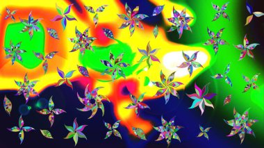 Tekrarlayan çiçek arkaplanı, zarif yeşil çiçek duvar kağıdı. Yeşil renkler üzerine çiçek desenli çizimler, el yapımı papatyalar, papatyalar..