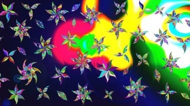 Çiçekli karalama şeklinde Raster çiçek deseni. Gri renkte yaz çiçekleri. Raster illüstrasyonu.