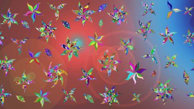 Kahverengi üzerine kahverengi. Retro tekstil tasarım koleksiyonu. El çizimi çiçek unsurları olan soyut çizim raster deseni. Çiçekli ipek eşarp. 1950 'ler-1960' lar motifleri.