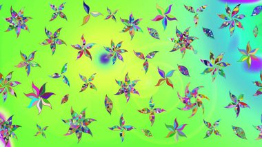 Yeşil renkli çiçekler. Raster illüstrasyonunda çiçek deseni çizimi.