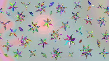 Gri renkli, zarif çiçek buketli suluboya. Raster illüstrasyonu. Düz Çiçek Elementleri Tasarımı. Renkli Bahar Teması çizim şablonu.