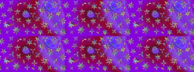 Raster illüstrasyonundaki çiçek desenli çizim. Mor renkli çiçekler. Renkli Bahar Teması eskiz kalıbı. Düz Çiçek Elementleri Tasarımı.