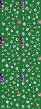 Çizim çiçek deseni duvar kâğıdı olarak kullanılabilir. Yeşil renkli çiçekler. Raster illüstrasyonu.