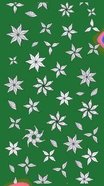 Raster illüstrasyonundaki çiçek desenli çizim. Suluboya tarzında yeşil renkte çiçekler.