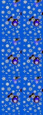 Düz Çiçek Elementleri Tasarımı. Mavi renkli çiçekler. Renkli Bahar Teması eskiz kalıbı. Güzel çiçek deseni..