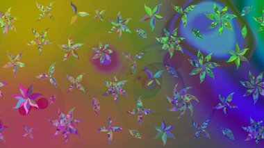 Arkaplan dokusu, duvar kağıdı, yeşil renkli çiçek teması. Soyut etnik raster çizim kalıbı. Kabile sanatı boho baskısı, klasik çiçek arkaplanı.