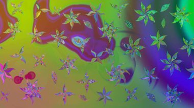 Soyut etnik raster çizim kalıbı. Arkaplan dokusu, duvar kağıdı, yeşil renkli çiçek teması. Kabile sanatı boho baskısı, klasik çiçek arkaplanı.