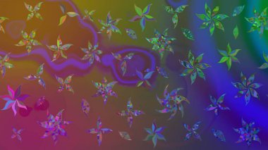 Yumuşak, yaz çiçekli arka plan. Çiçekli karalama şeklinde Raster çiçek deseni. Kahverengi renkte çiçekler.