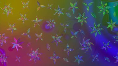 Renkli Bahar Teması eskiz kalıbı. Raster. Düz Çiçek Elementleri Tasarımı.