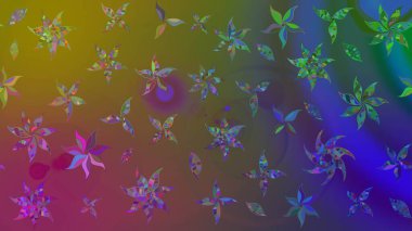 Raster illüstrasyonundaki çiçek desenli çizim. Renkli Bahar Teması eskiz kalıbı. Düz Çiçek Elementleri Tasarımı. Güzel kumaş deseni.