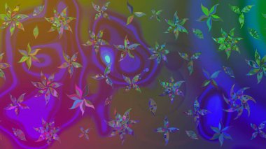 Raster illüstrasyonu. Çiçek deseni. Düz Çiçek Elementleri Tasarımı. Chichi 'nin kumaş kalıbını çiz. Renkli Bahar Teması çizim şablonu.