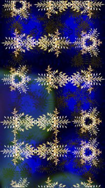 Kar taneli, mavi, siyah ve gri renkler. Raster illüstrasyonu. Raster Noel soyut renkli arkaplan ve tatlı kar tanesi.