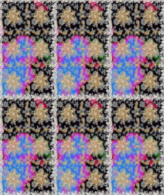 Damask altın soyut çiçek deseni gri renkte. Süslü dekorasyon. Raster illüstrasyonu.