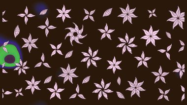 Düz Çiçek Elementleri Tasarımı. Renkli Yaz Temalı eskiz kalıbı. Kahverengi renkli çiçekler. Çiçekli retro deseni çiz.