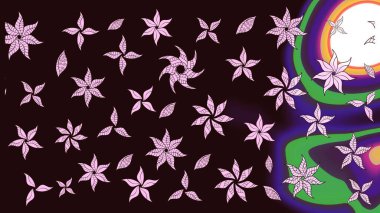 Kahverengi renklerde. Raster illüstrasyonu. Çiçekli güzel suluboya desen.