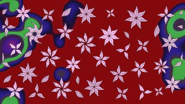 Raster illüstrasyonu. Çiçek buketleriyle klasik bir eskiz şekli. Kırmızı renklerde.