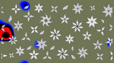 Yeşil renkli yeşil papatya deseni. Raster illüstrasyonu. Yeşil renklerde.