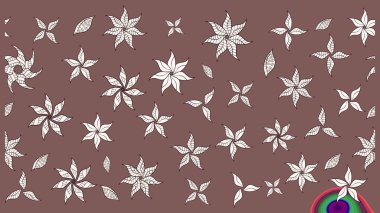 Çiçek süslemeli çizim deseni. Kahverengi renkli çiçekler. Raster illüstrasyonu.