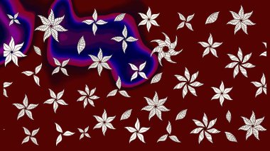 Suluboya çiçekli çiçek deseni. Raster illüstrasyonu. Kırmızı renkte Asyalı tekstil.