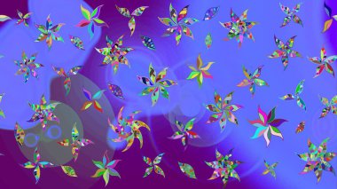 Klasik çiçek tasarımı elementleri. Mor kıvırcık çiçekler mor renkte şekillenir. Raster illüstrasyonu.