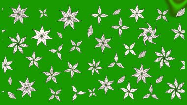 Raster illüstrasyonundaki çiçek desenli çizim. Yeşil renkte çiçekler.