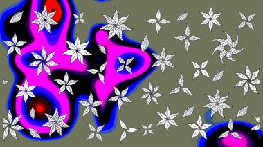 Yeşil renkli etnik çiçeklerle süslenmiş zarif bir eskiz şekli. Raster Çiçek İllüstrasyon Şirin Tekstil.