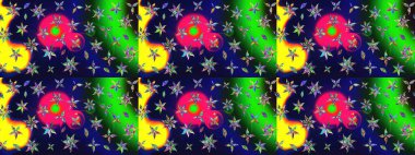 Raster illüstrasyonundaki çiçek desenli çizim. Suluboya tarzında mavi renkte çiçekler.