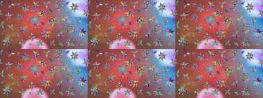 Düz Çiçek Elementleri Tasarımı. Raster. Renkli Bahar Teması çizim şablonu.