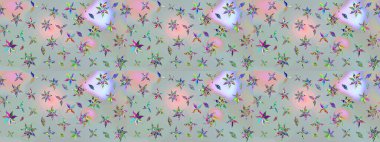 Süslü kumaş deseni. Raster deseni. Çiçekli çiçek deseni, suluboya..