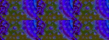 Yumuşak, yeşil renkli bahar çiçekleri. Raster illüstrasyonu. Yaprak ve çiçeklerin suluboya resmi, yeşil renkte çizim deseni.