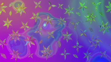 Mor renkli çiçekler. Asya tekstil tarzında. Raster illüstrasyonu. Çiçek desenli çizim. Raster illüstrasyonu.