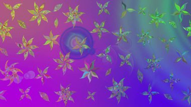 Nazik, sevimli çiçek arkaplanı. Çiçekli karalama şeklinde Raster çiçek deseni. Mor renkte çiçekler.