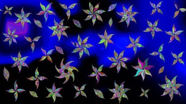 Yumuşak, mavi renkte yaz çiçekleri. Raster illüstrasyonu. Raster çiçek desenli ve çiçekli..