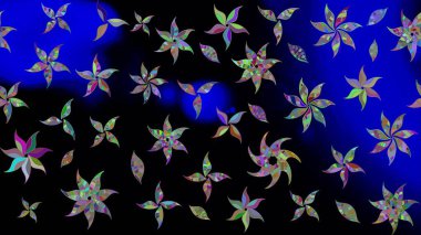 Raster - stok. Siyah çiçekli eskiz deseni, suluboya çiçek deseni, sevimli çiçek, duvar kağıdı, kart veya kumaş için fayanslı.