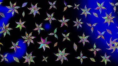 Raster düz çiçek çizim deseni. Siyah renkli çiçekler. Tasarım hediye paketi, tebrik kartları, posterler ve afiş tasarımı.