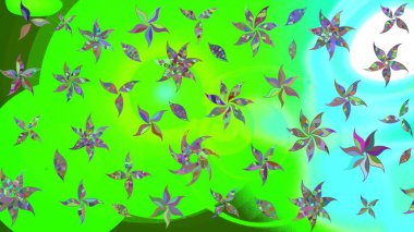 Raster illüstrasyonundaki çiçek desenli çizim. Renkli Bahar Teması eskiz kalıbı. Güzel kumaş deseni. Düz Çiçek Elementleri Tasarımı.