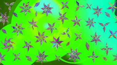 Raster illüstrasyonu. Yeşil renkli çiçekler. Çiçek süslemeli çizim deseni.